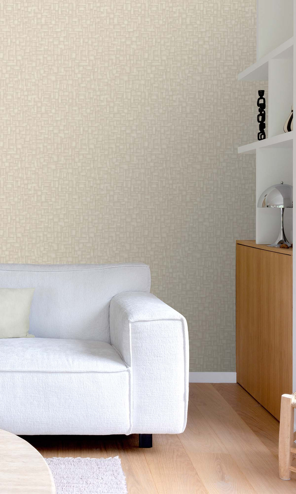 Cozy Cream Rattan Parquet Wallpaper R10447