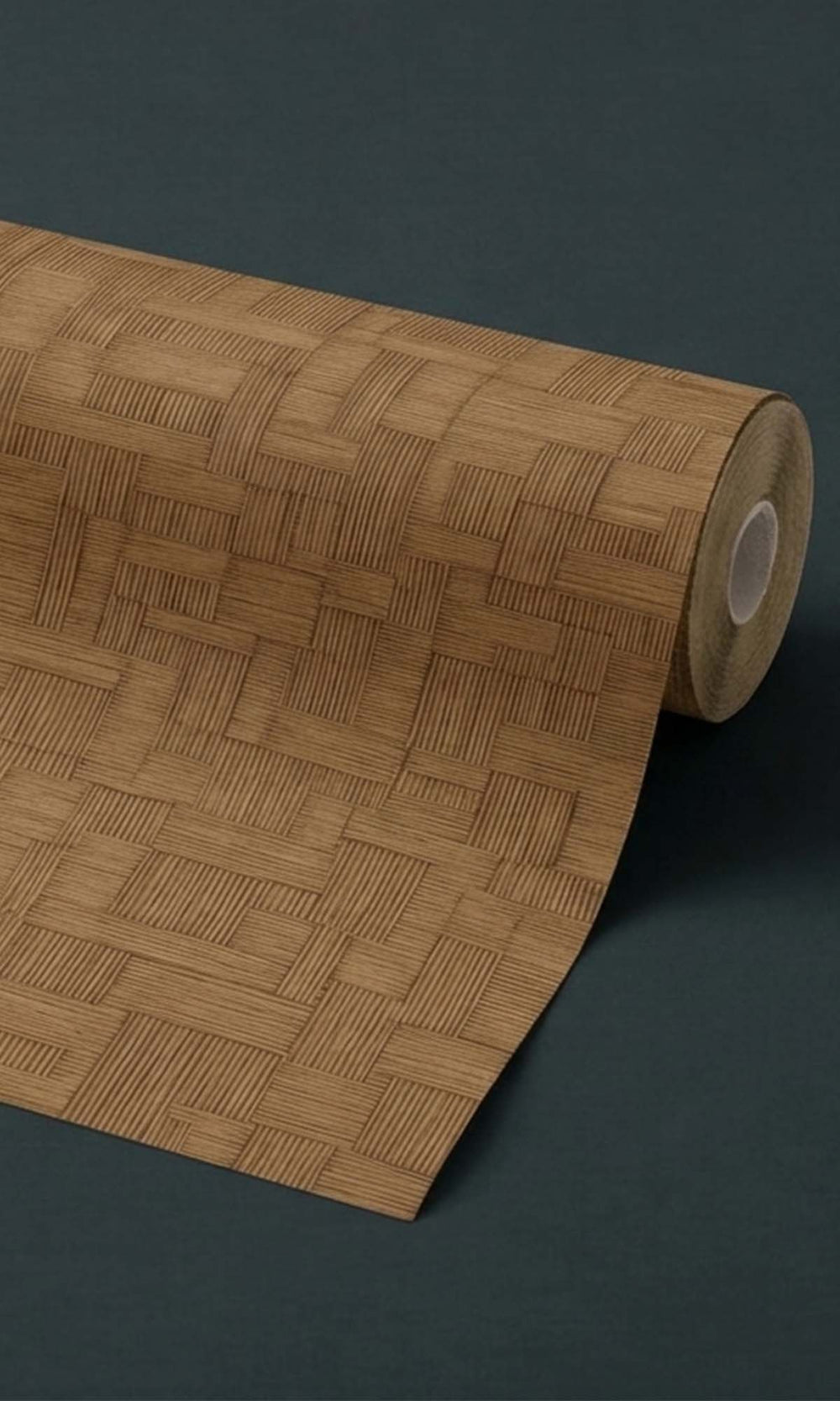 Bright Umber Rattan Parquet Wallpaper R10448