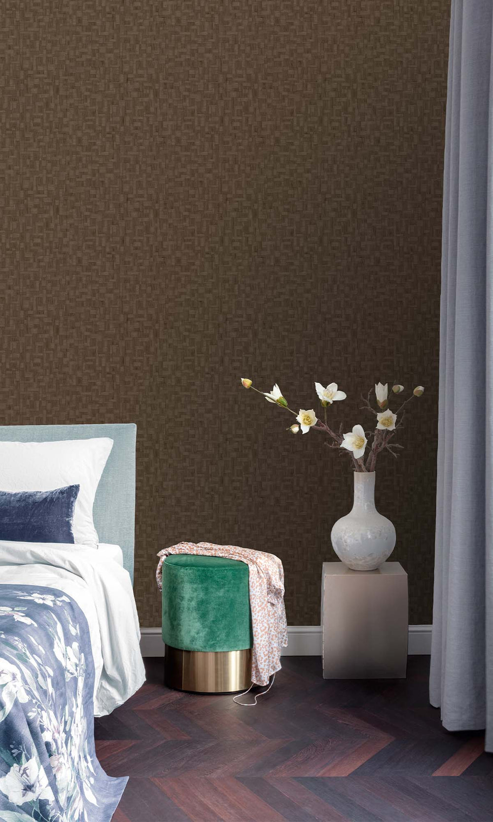 Roko Brown Rattan Parquet Wallpaper R10449