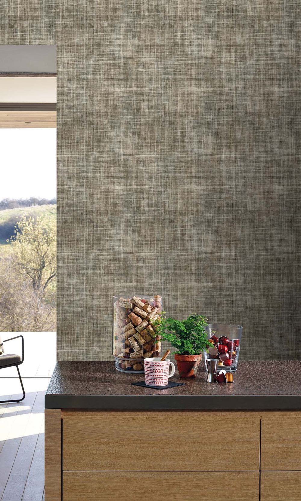 Walnut Grove Trompe-loeil Print Wallpaper R10457