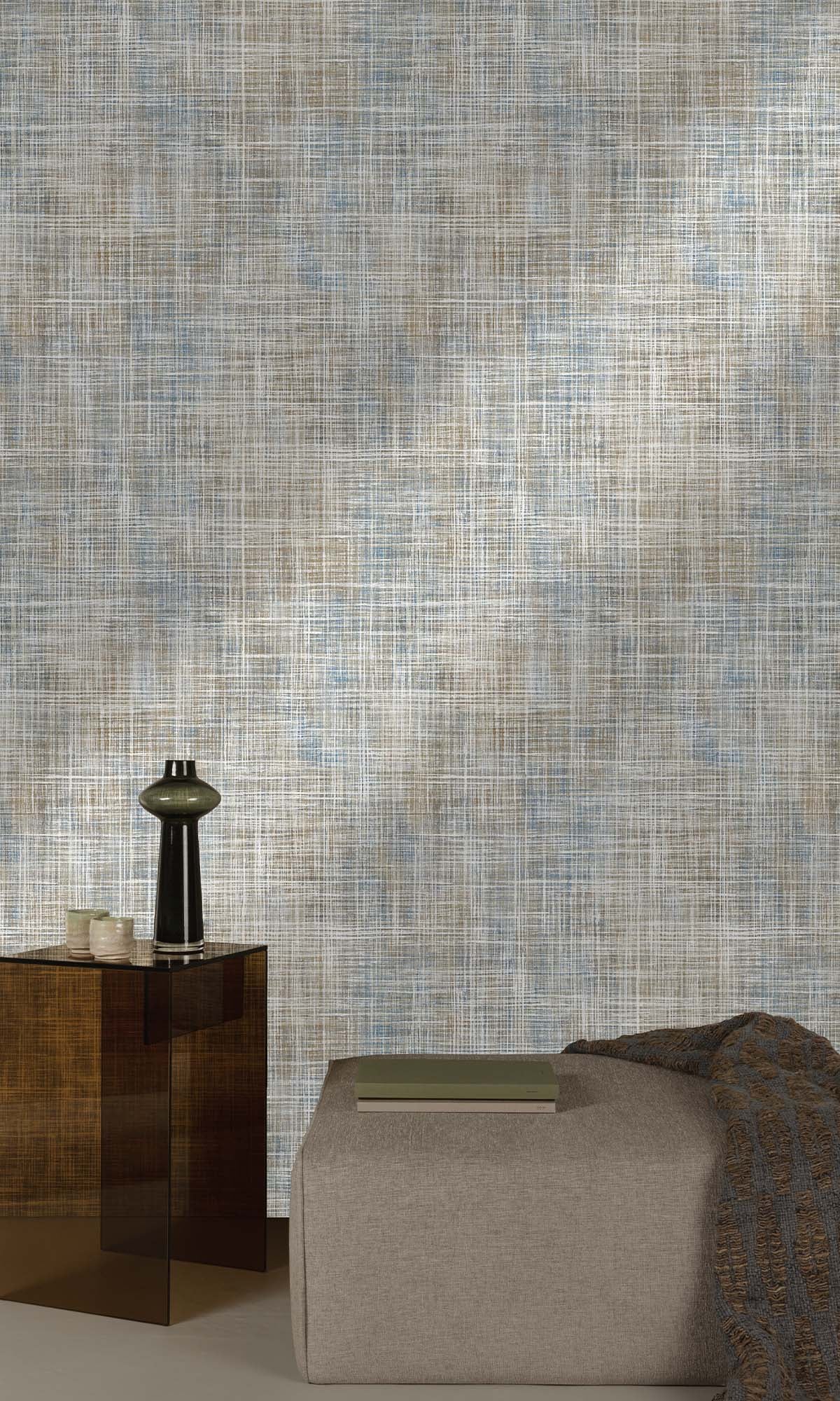 Haze Blue Trompe-loeil Print Wallpaper R10458