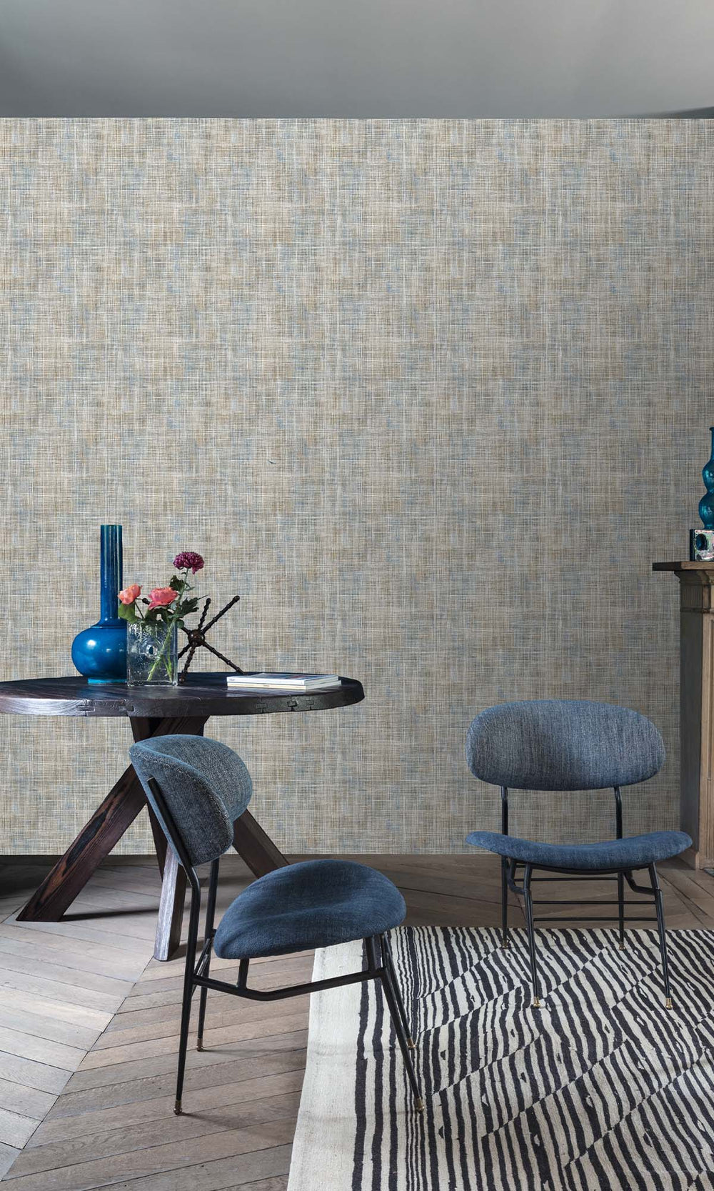 Haze Blue Trompe-loeil Print Wallpaper R10458