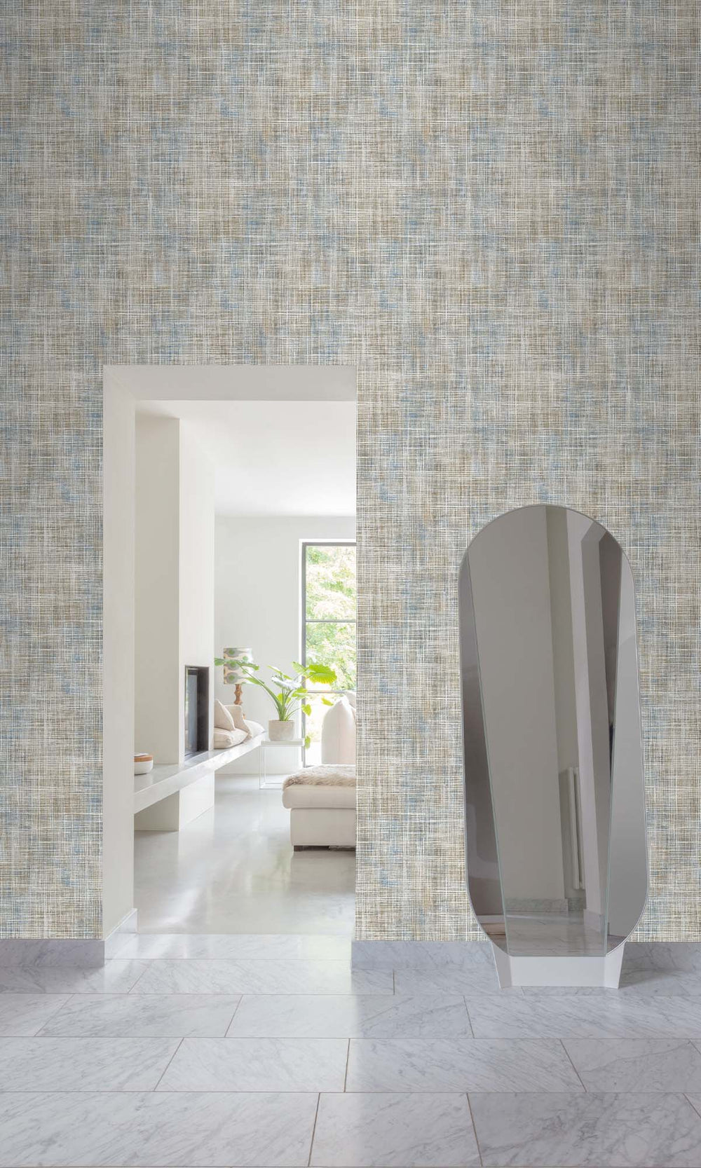 Haze Blue Trompe-loeil Print Wallpaper R10458