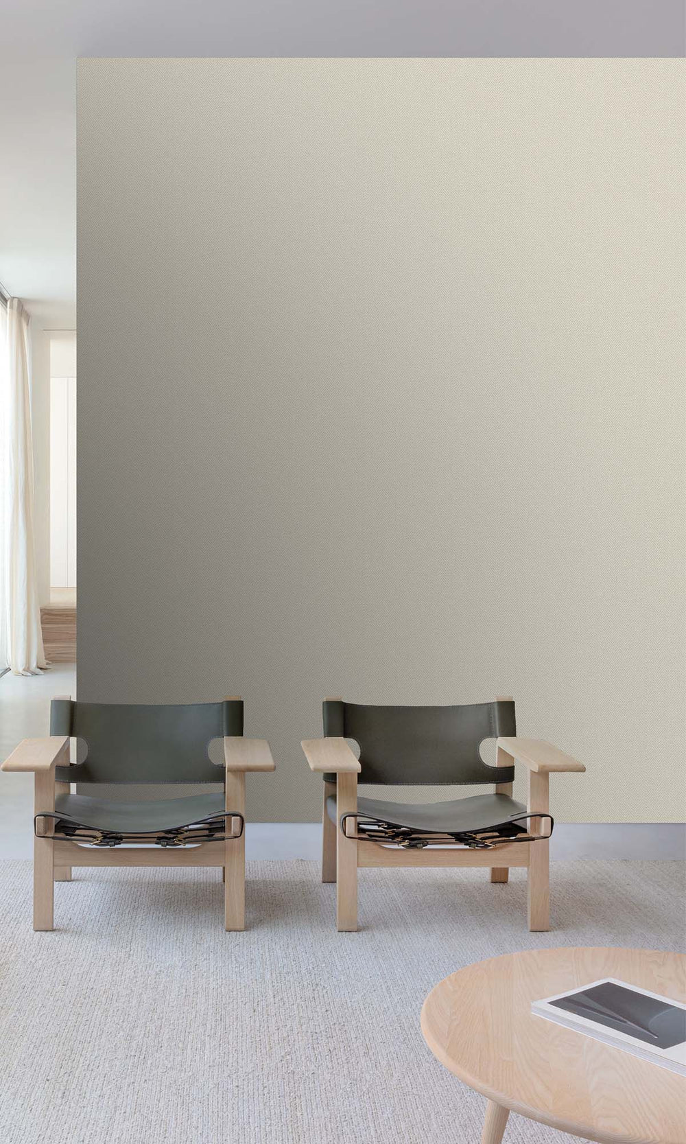 Albescent White Herringbone Print Wallpaper R10461