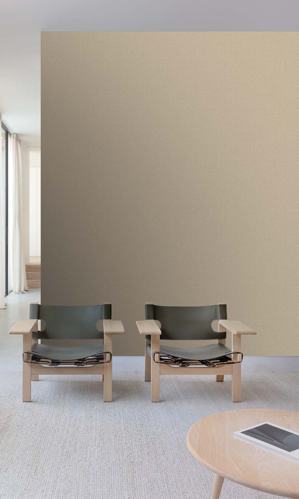 Soft Amber Herringbone Print Wallpaper R10463