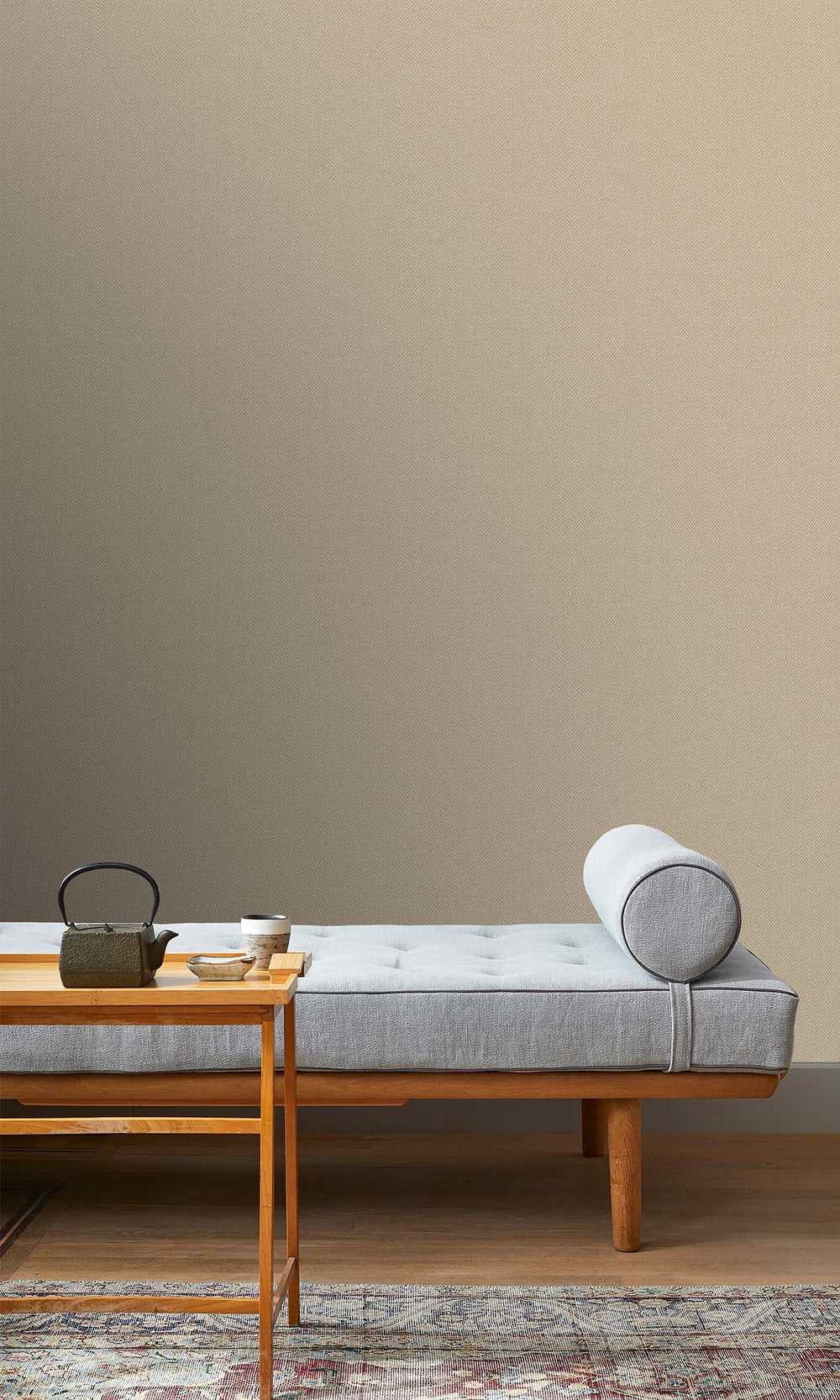 Soft Amber Herringbone Print Wallpaper R10463