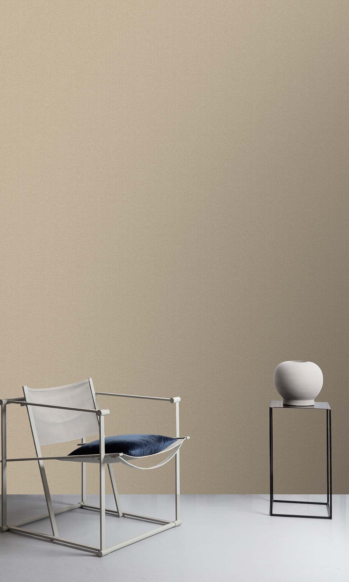 Soft Amber Herringbone Print Wallpaper R10463