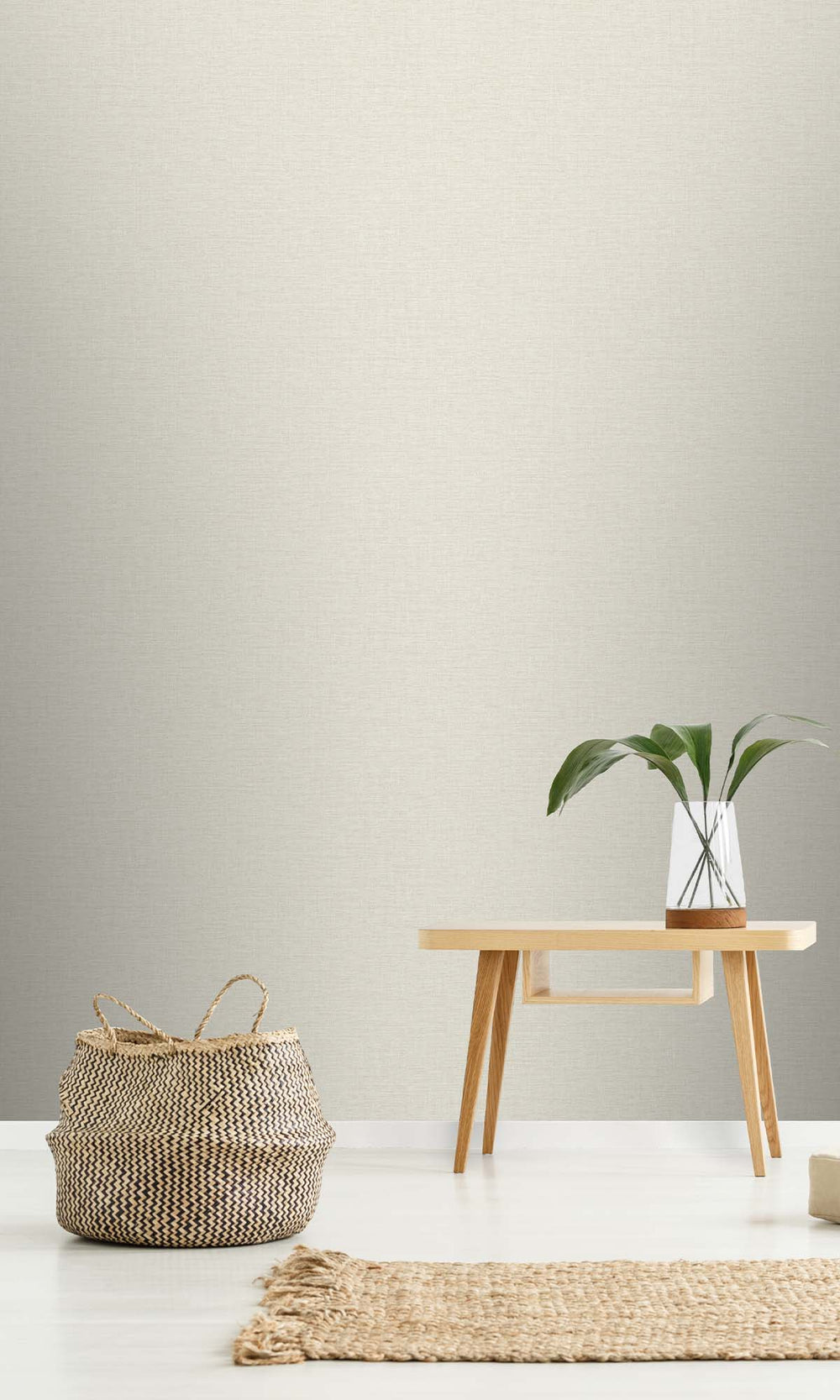 Abstract White Faux Linen Weave Wallpaper R10464