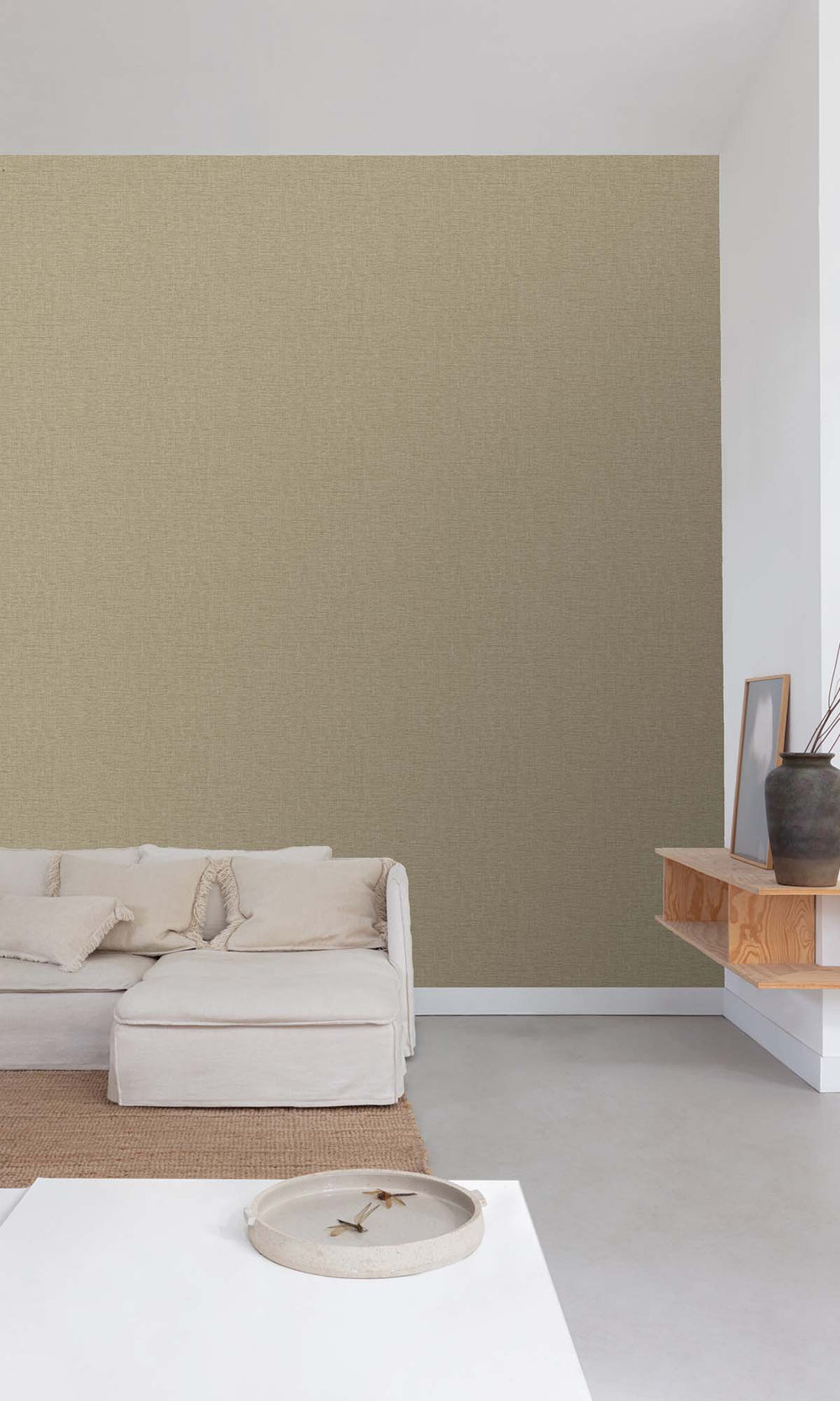Bauhaus Tan Faux Linen Weave Wallpaper R10468