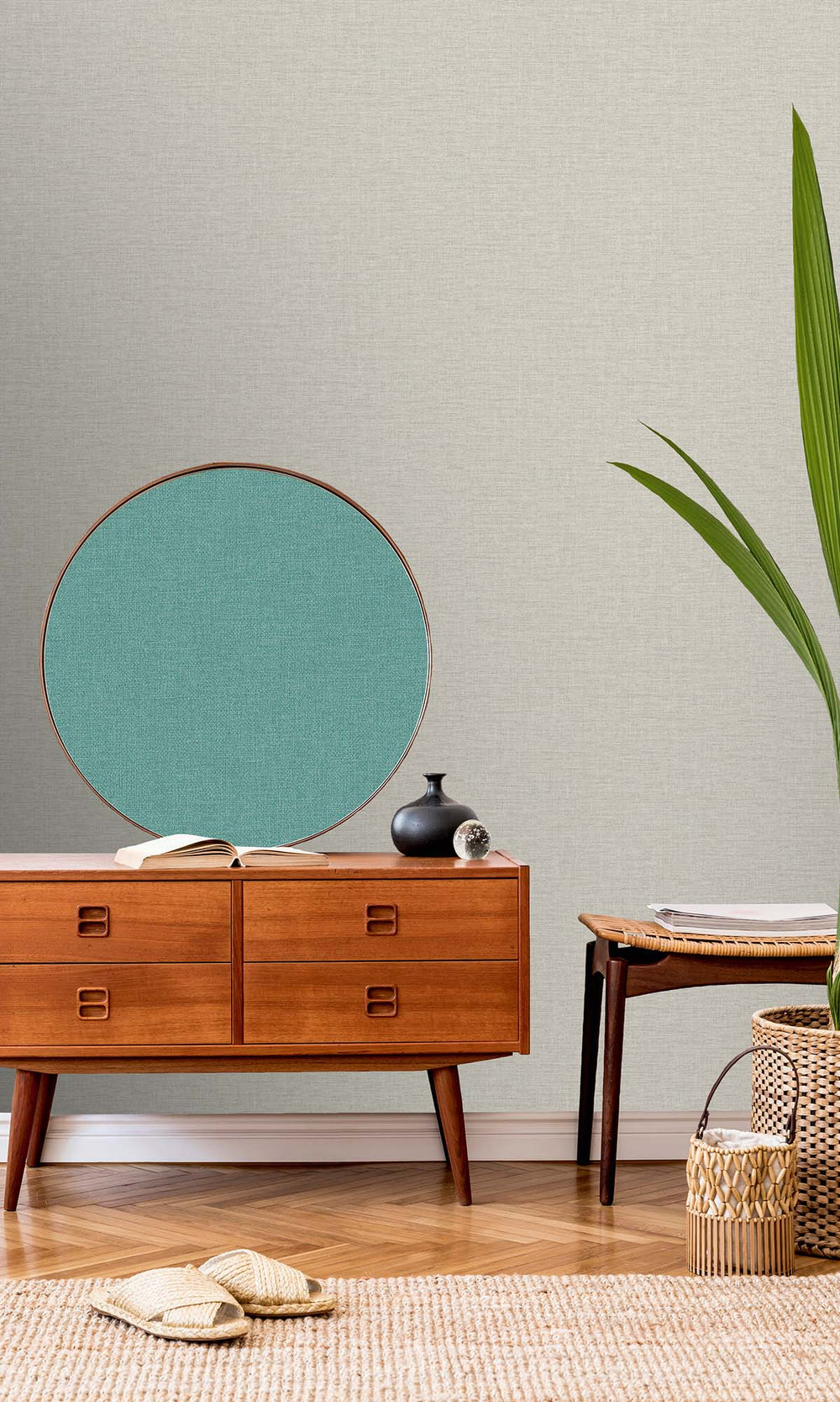 Metallic Mist Faux Linen Weave Wallpaper R10470