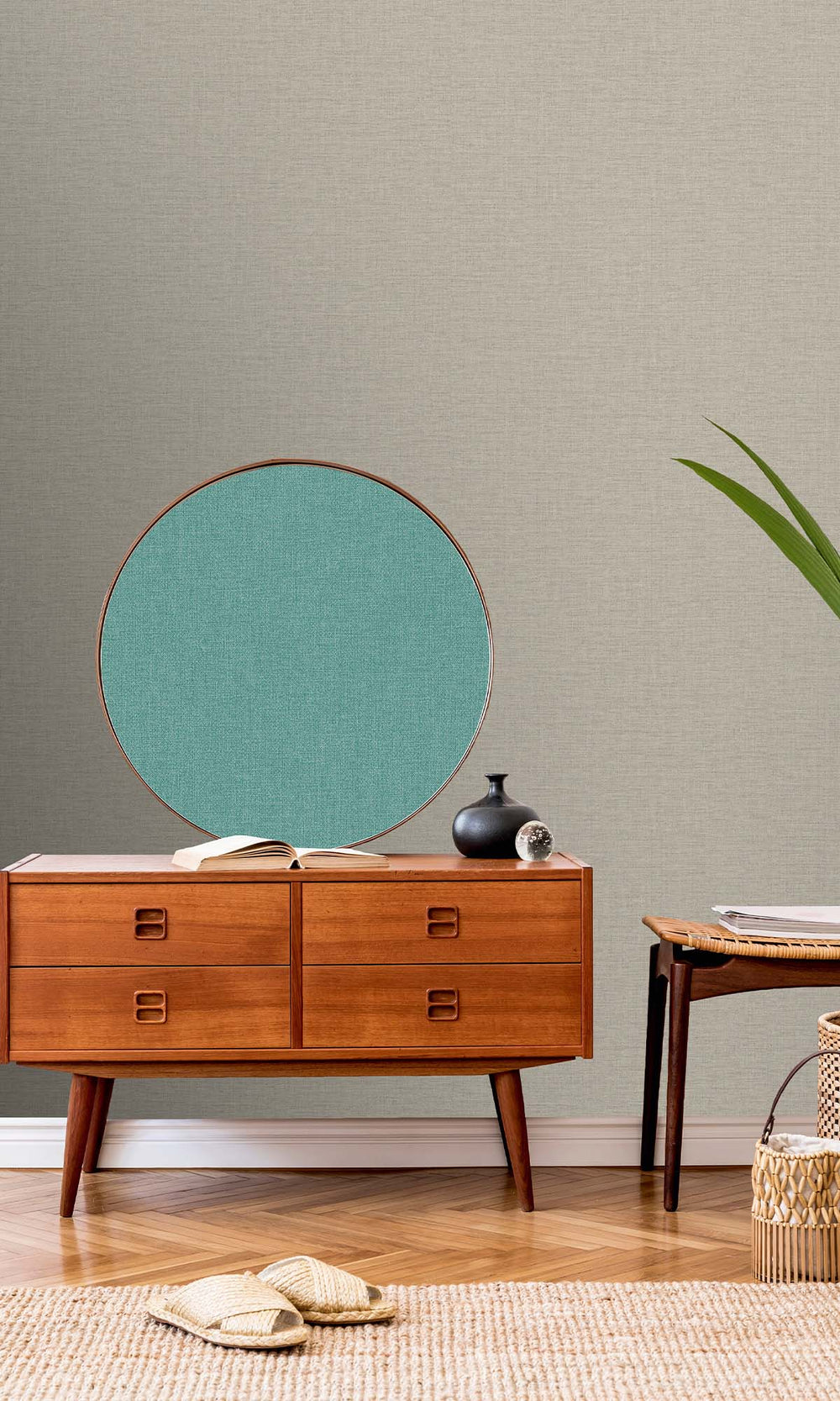 Tungsten Faux Linen Weave Wallpaper R10471