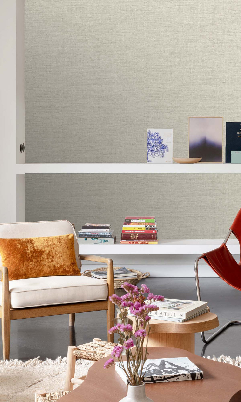 Turtledove Faux Linen Weave Wallpaper R10473