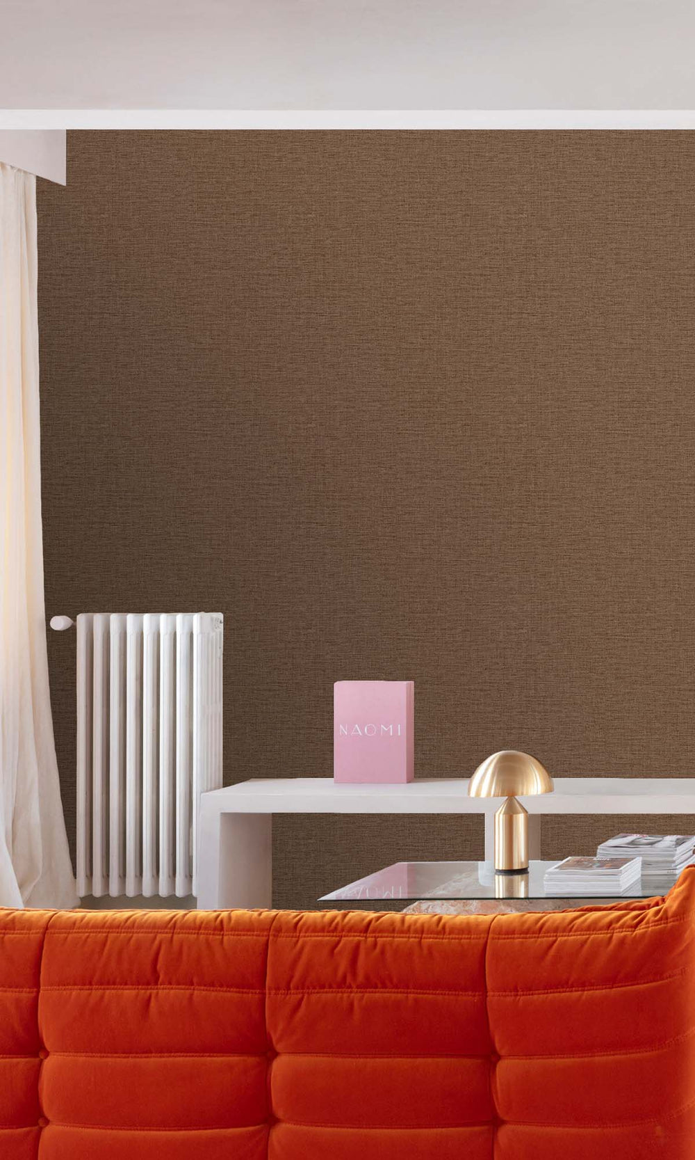 Namakabe Brown Faux Linen Weave Wallpaper R10478