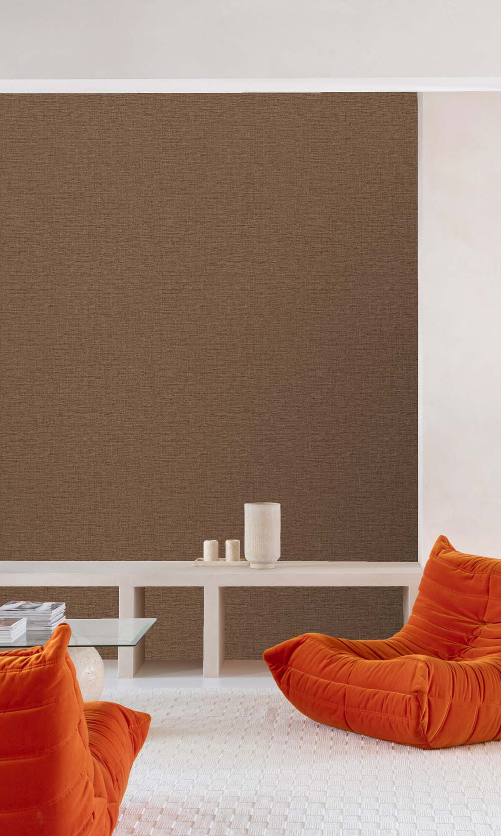 Namakabe Brown Faux Linen Weave Wallpaper R10478