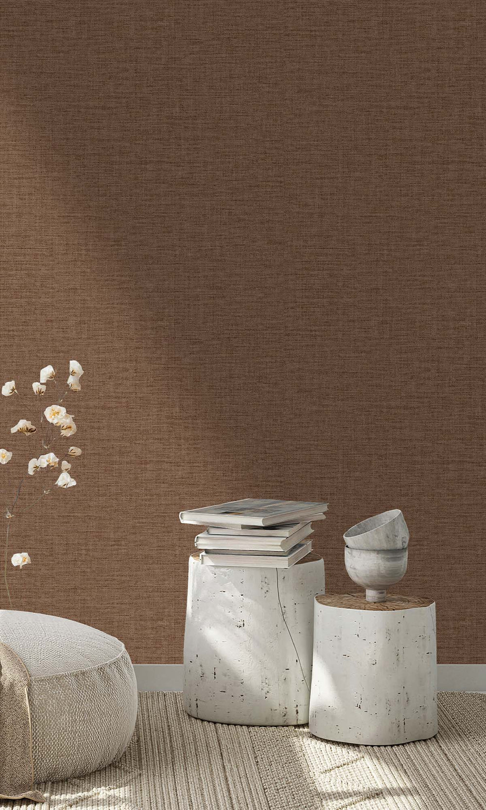 Namakabe Brown Faux Linen Weave Wallpaper R10478