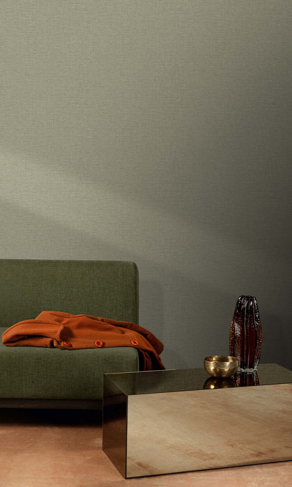 Northgate Green Faux Linen Weave Wallpaper R10481