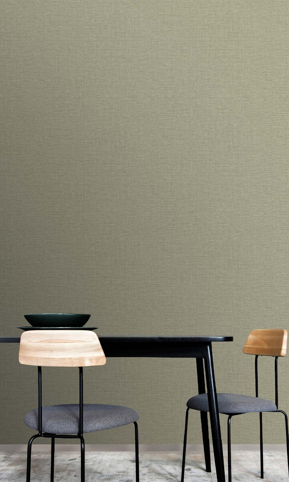 Northgate Green Faux Linen Weave Wallpaper R10481