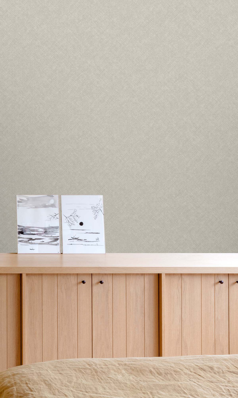 Kamenozoki Grey Faux Hand Weave Wallpaper R10486