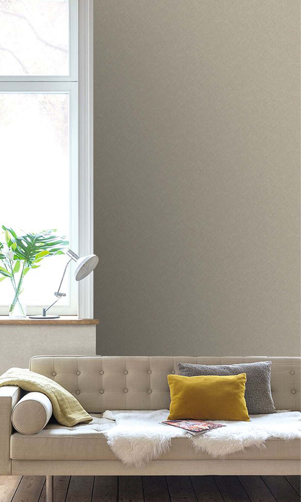Feather Grey Faux Hand Weave Wallpaper R10487