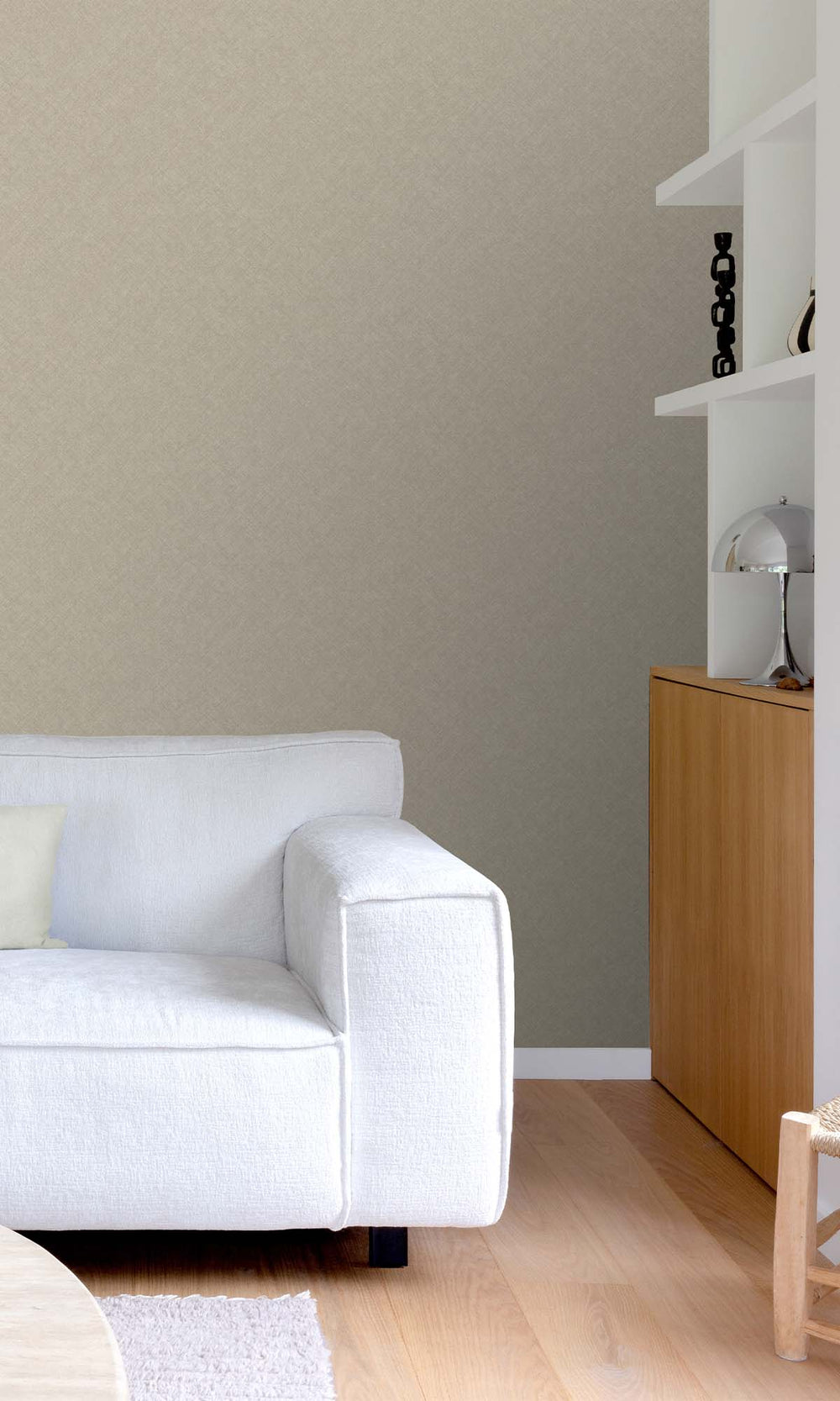 Feather Grey Faux Hand Weave Wallpaper R10487