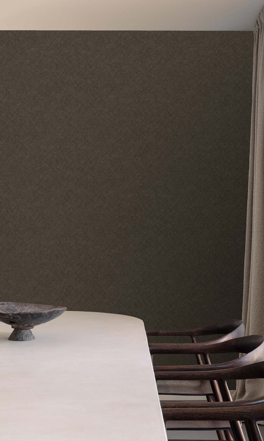 Blackish Brown Faux Hand Weave Wallpaper R10489