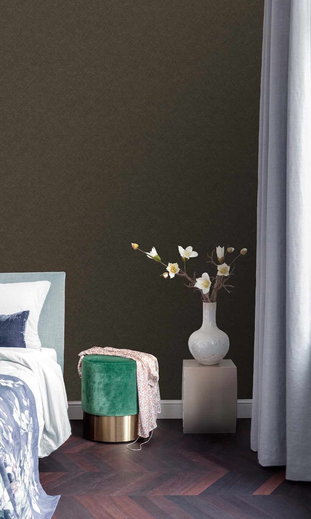 Blackish Brown Faux Hand Weave Wallpaper R10489