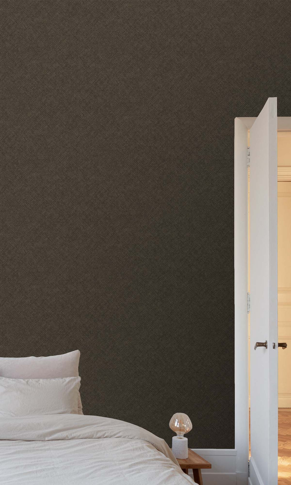 Blackish Brown Faux Hand Weave Wallpaper R10489
