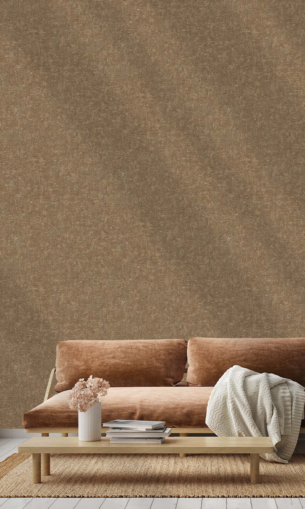 Olive Wood Faux Stone Effect Wallpaper R10493