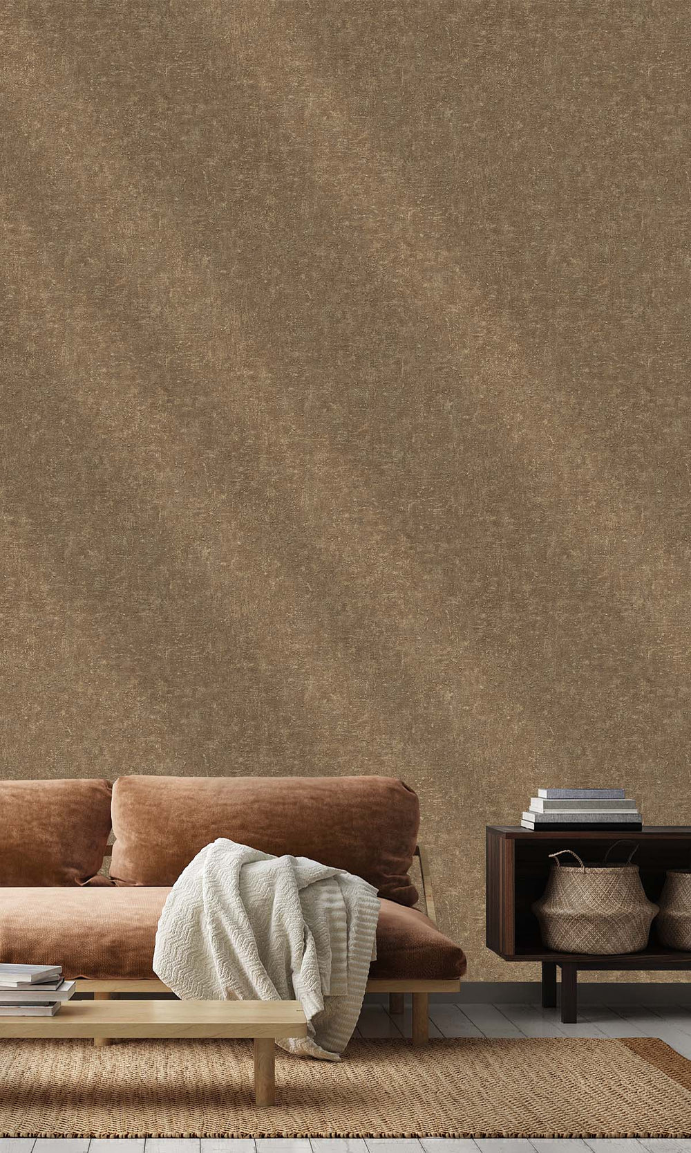 Olive Wood Faux Stone Effect Wallpaper R10493