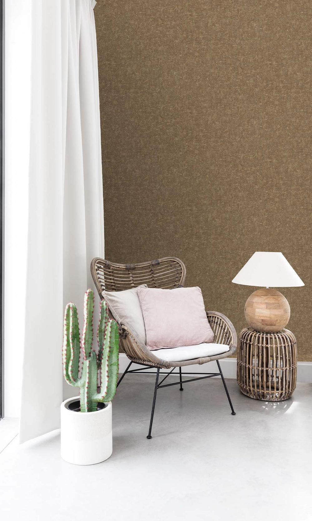 Olive Wood Faux Stone Effect Wallpaper R10493