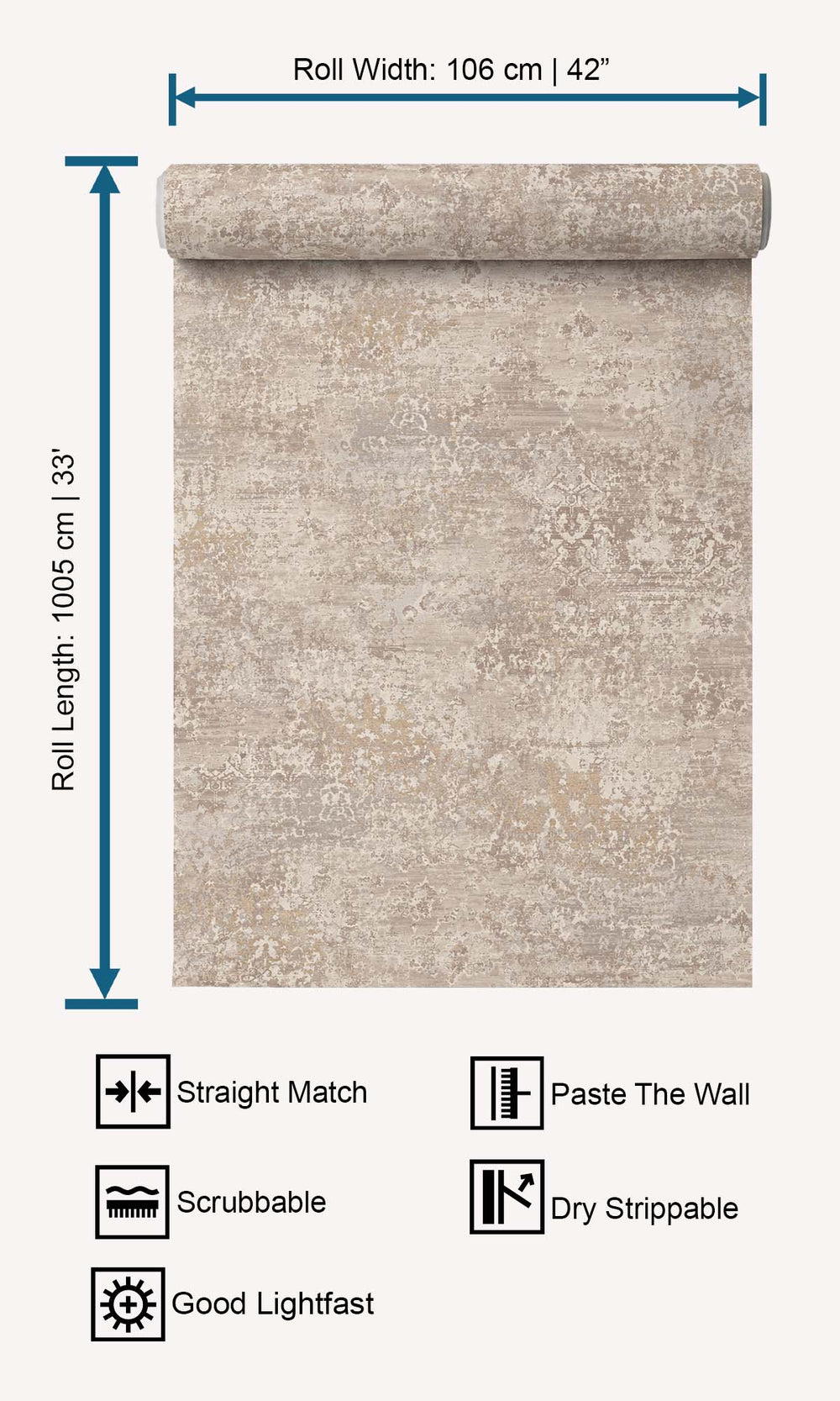 Pumice Stone Abstract Damask Wallpaper R10507