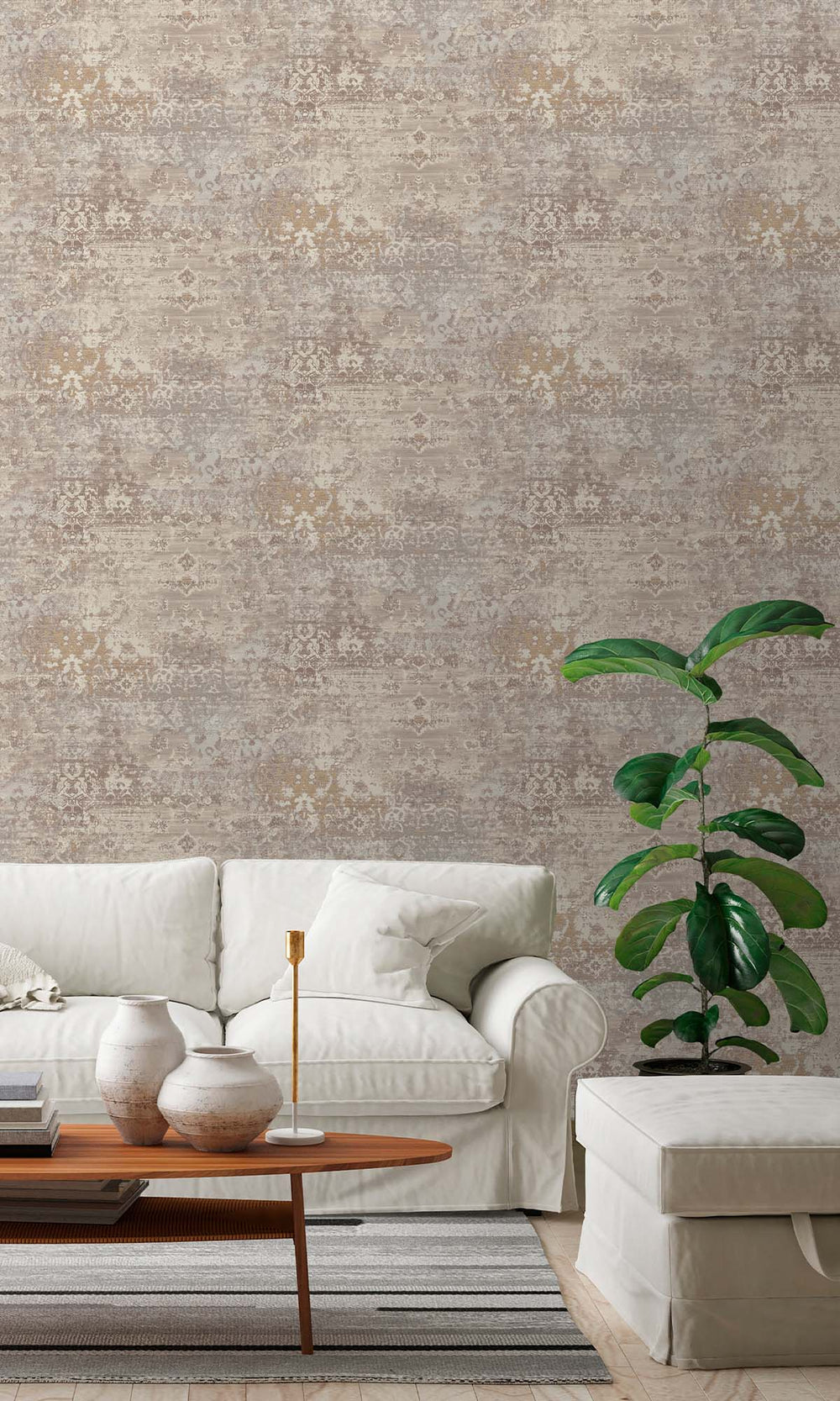 Pumice Stone Abstract Damask Wallpaper R10507