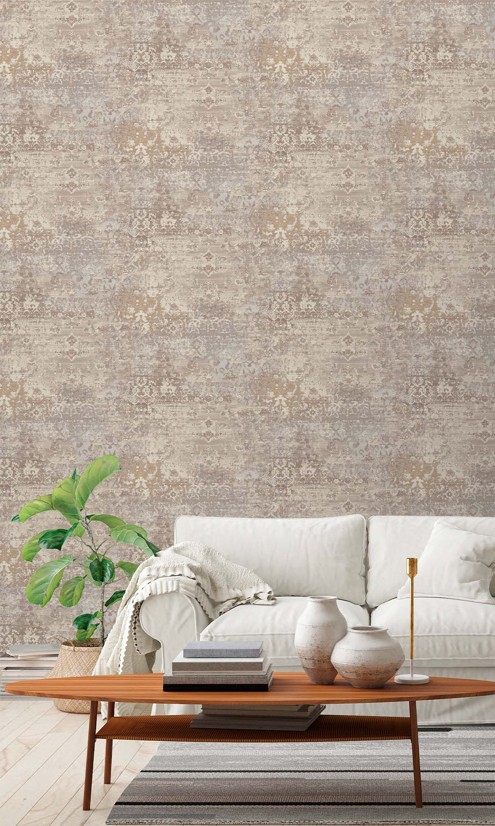 Pumice Stone Abstract Damask Wallpaper R10507