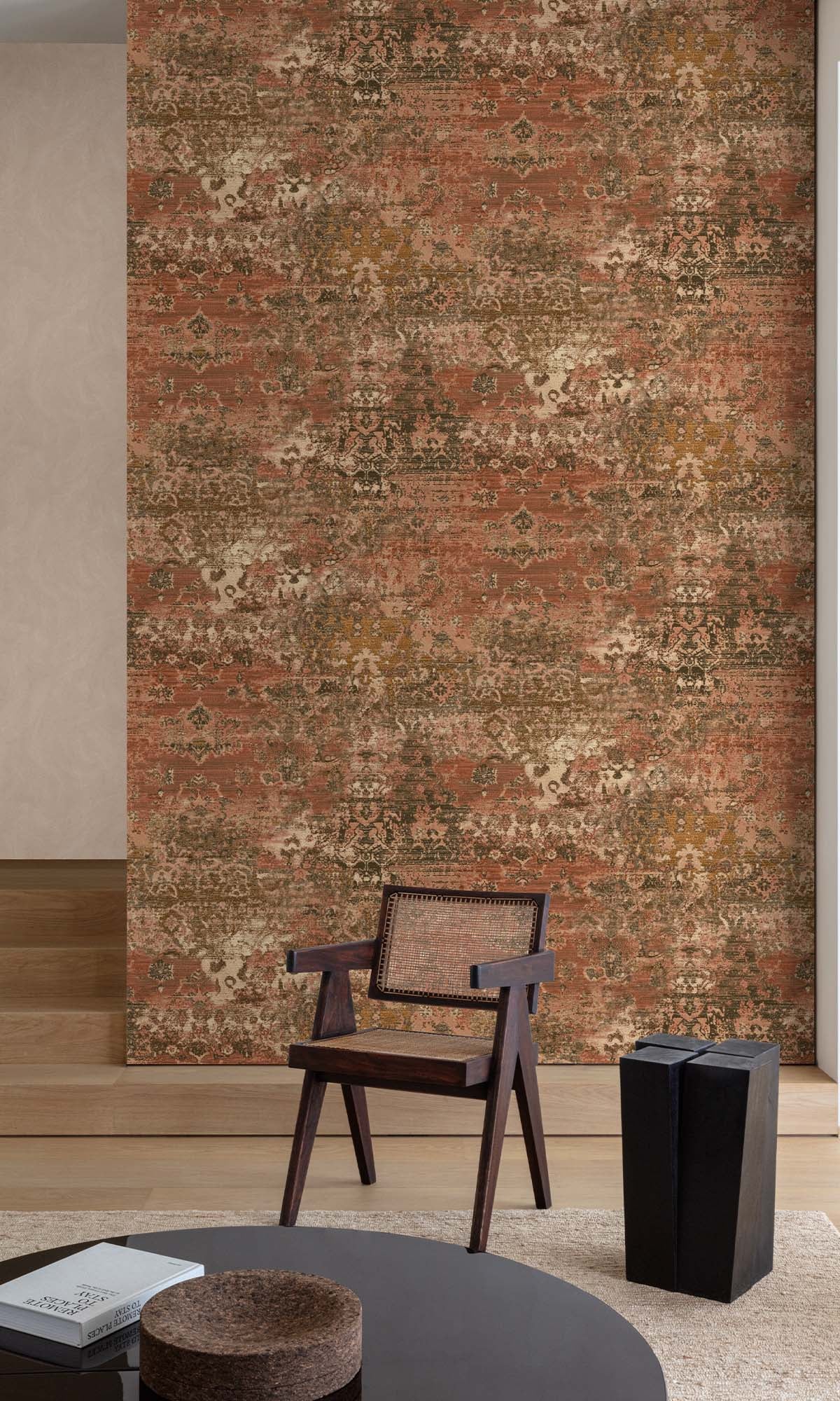 Spiced Cinnamon Abstract Damask Wallpaper R10508