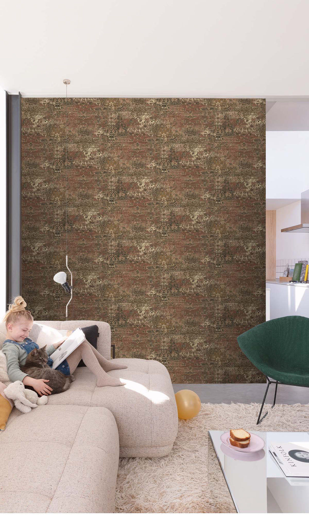 Spiced Cinnamon Abstract Damask Wallpaper R10508