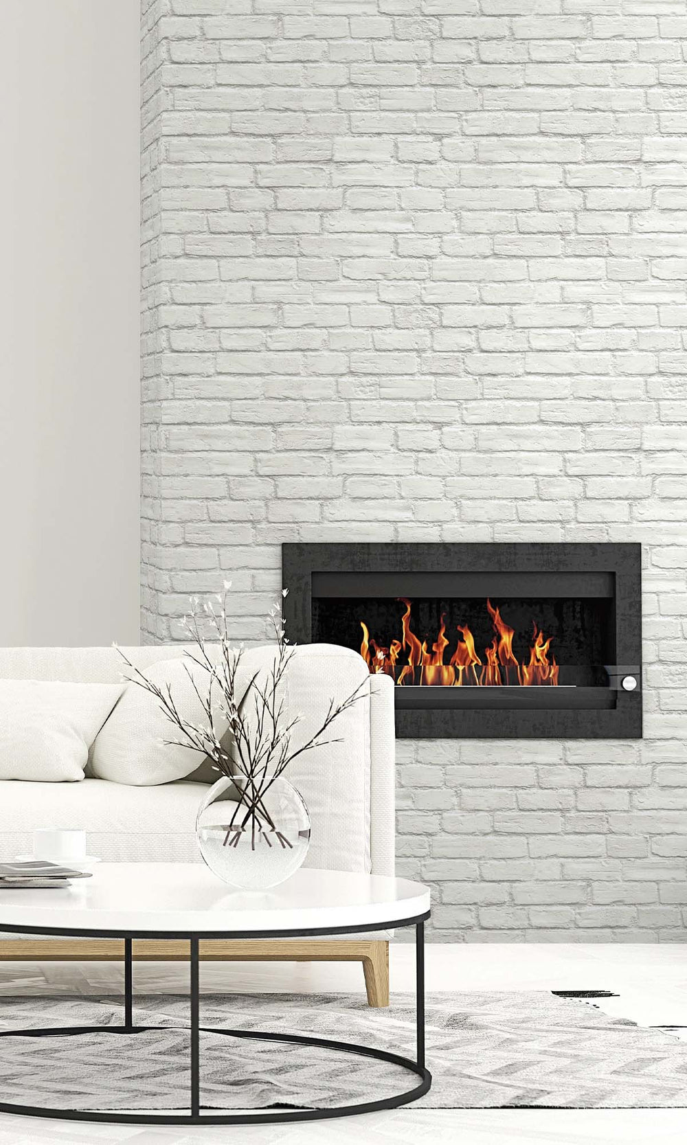 Arctic White Rustic Brick Peel & Stick Wallpaper RPS10509