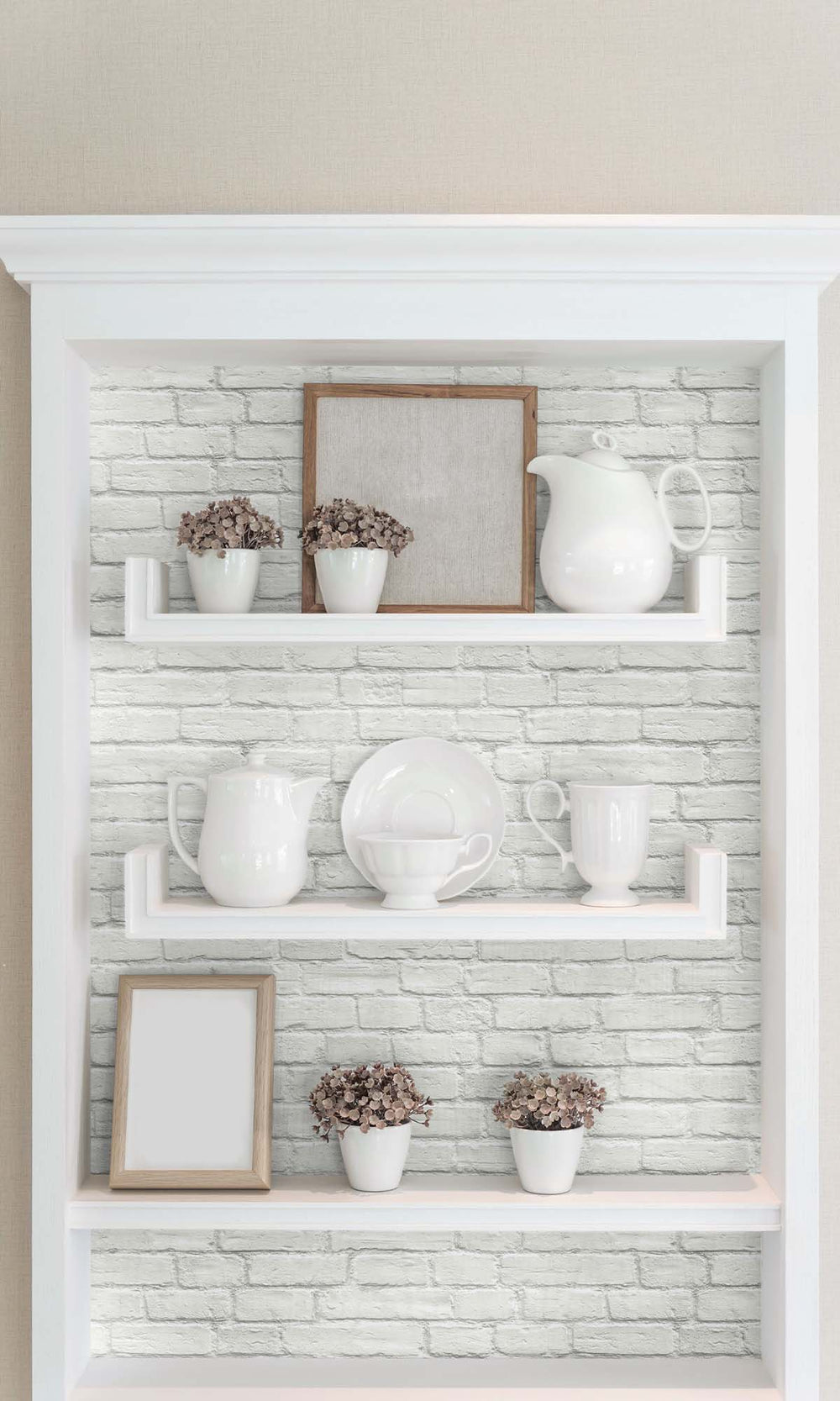 Arctic White Rustic Brick Peel & Stick Wallpaper RPS10509