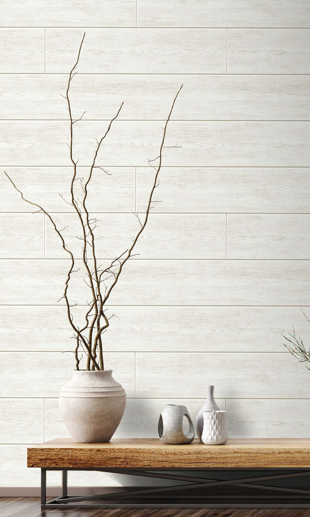 Glamour White Wooden Plank Peel & Stick Wallpaper RPS10511