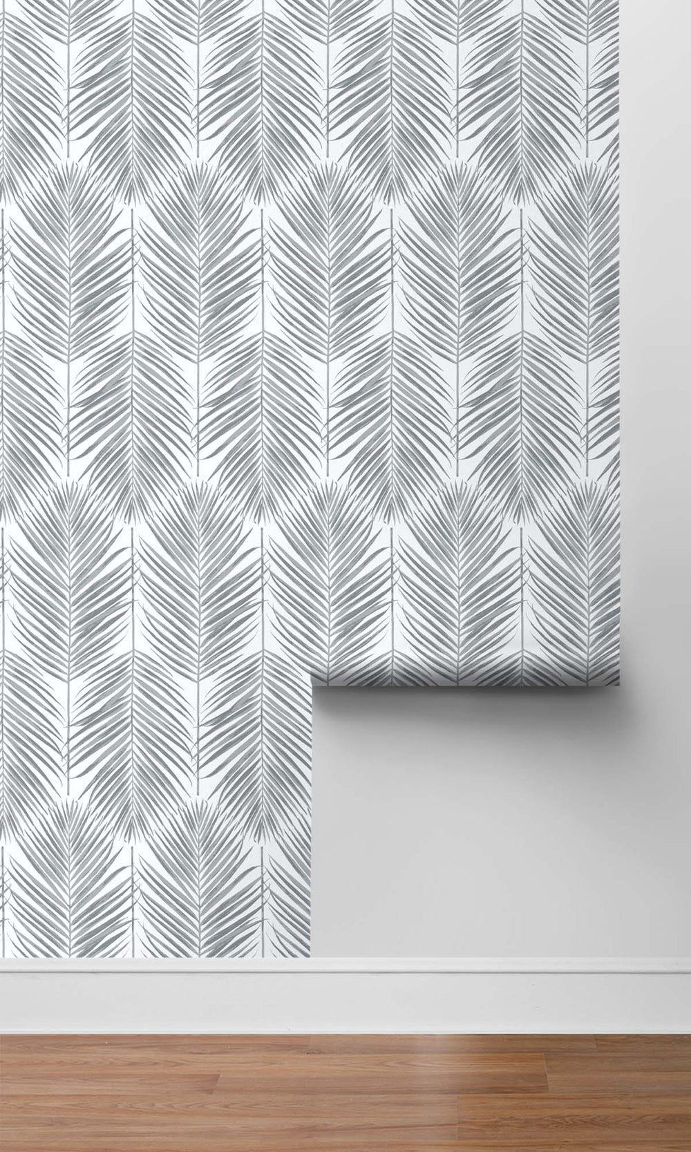 Enchanted Silver Caribbean Palm Leaves Peel & Stick Wallpaper RPS10512