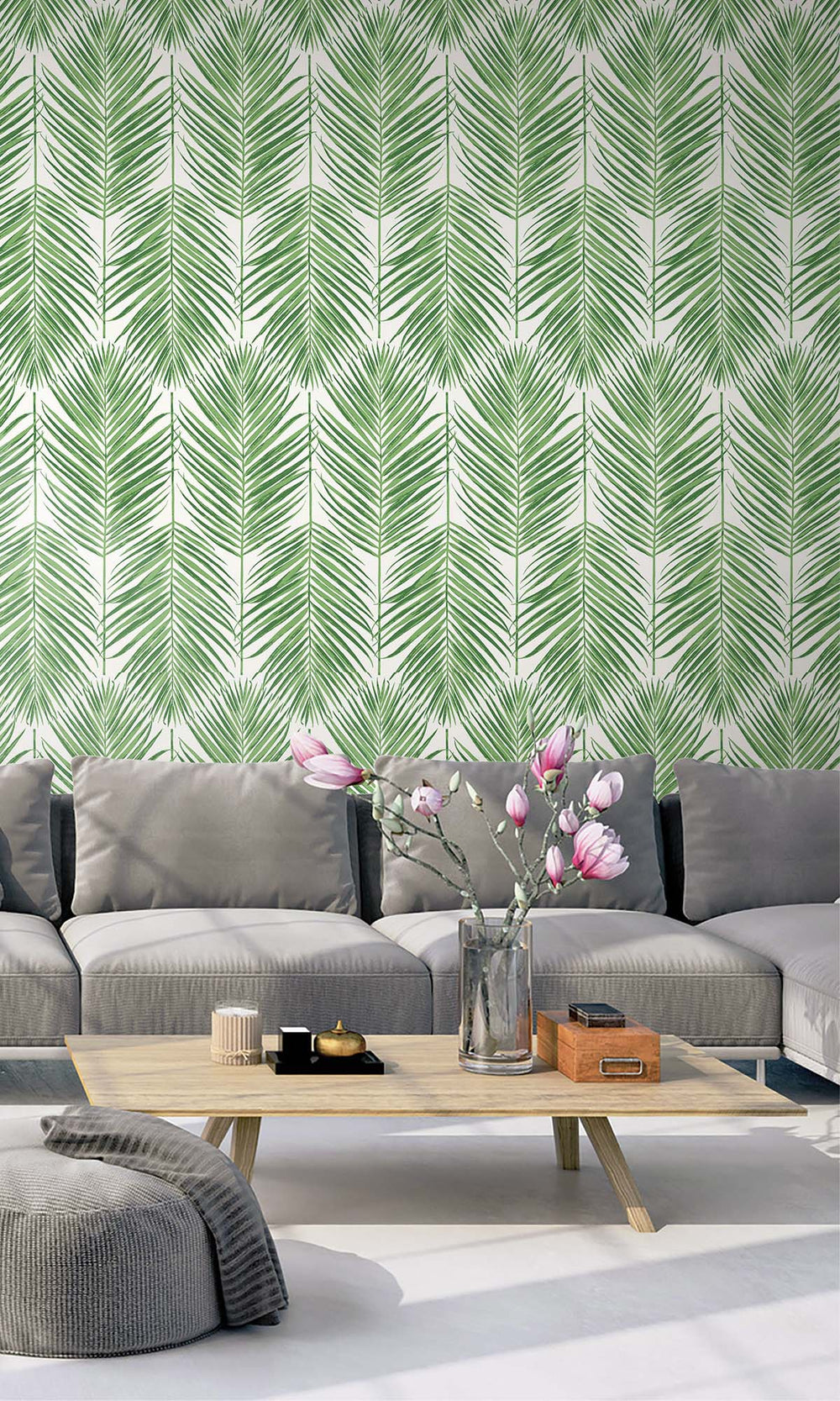 Emerald Ring Caribbean Palm Leaves Peel & Stick Wallpaper RPS10513