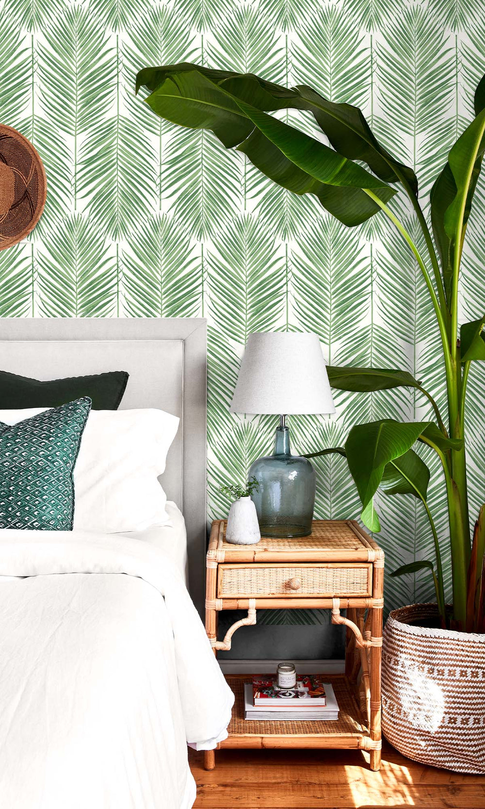 Emerald Ring Caribbean Palm Leaves Peel & Stick Wallpaper RPS10513