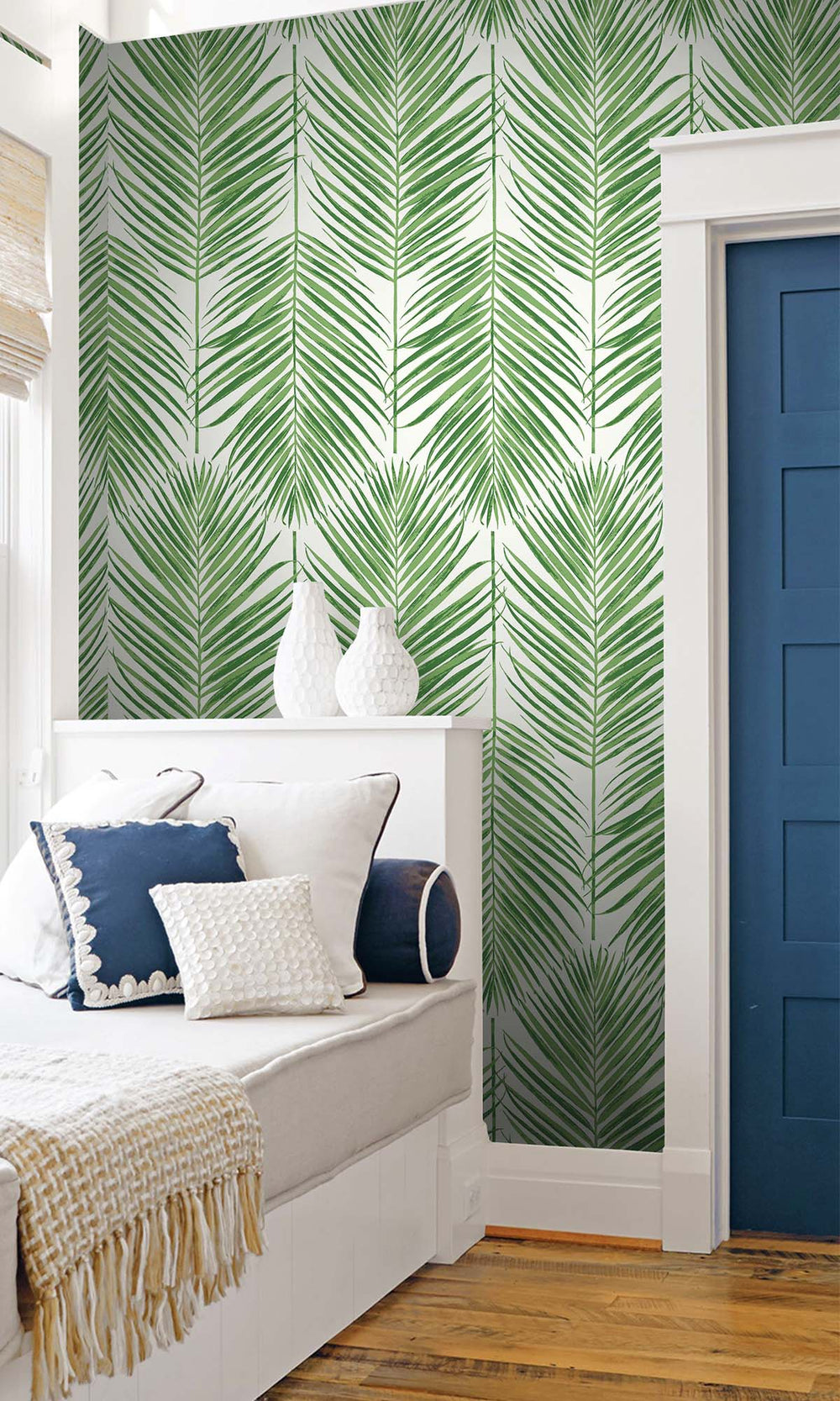 Emerald Ring Caribbean Palm Leaves Peel & Stick Wallpaper RPS10513
