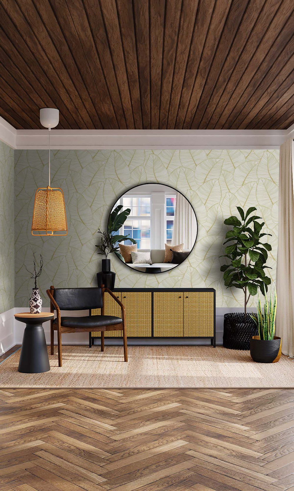 Subtle Suede Allover Tropical Leaves Peel & Stick Wallpaper RPS10514