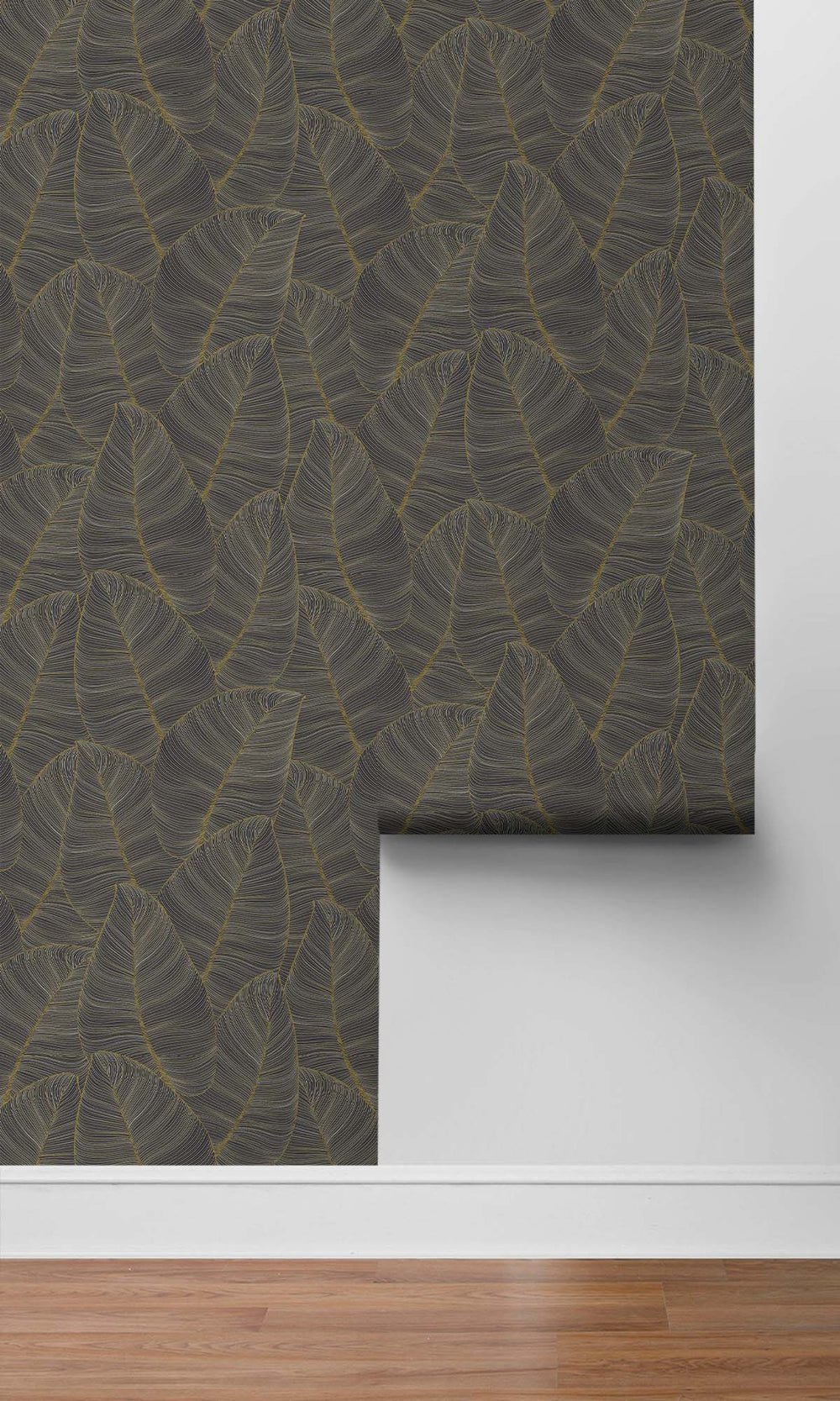 Shisha Coal Allover Tropical Leaves Peel & Stick Wallpaper RPS10515