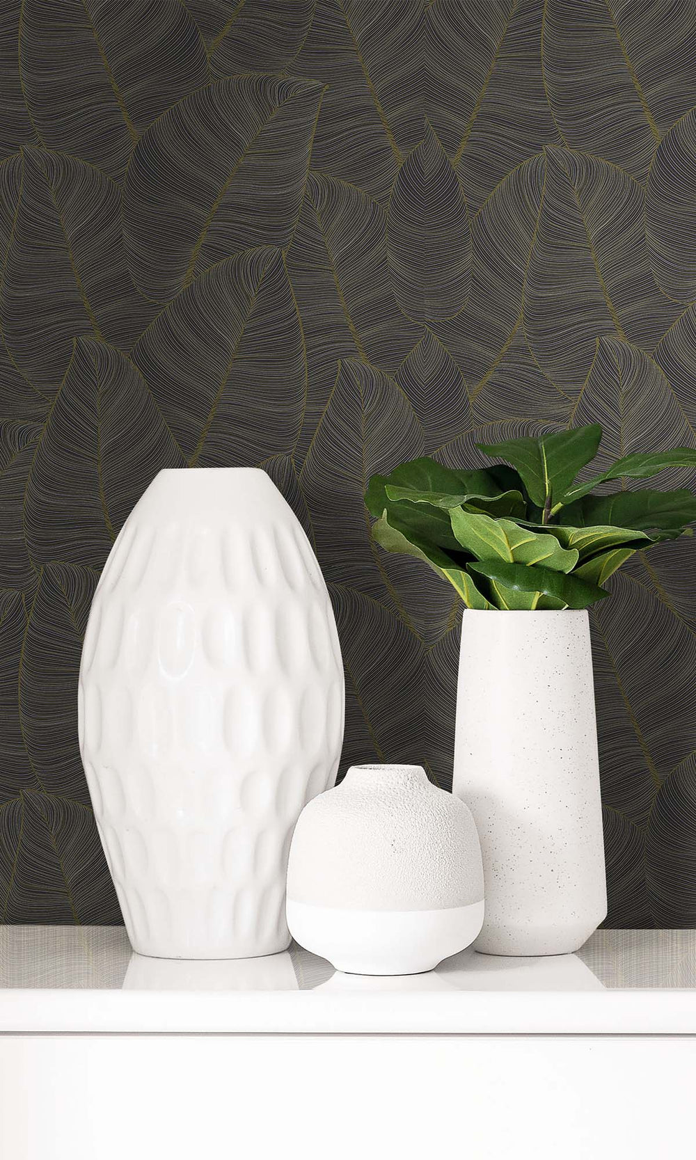 Shisha Coal Allover Tropical Leaves Peel & Stick Wallpaper RPS10515