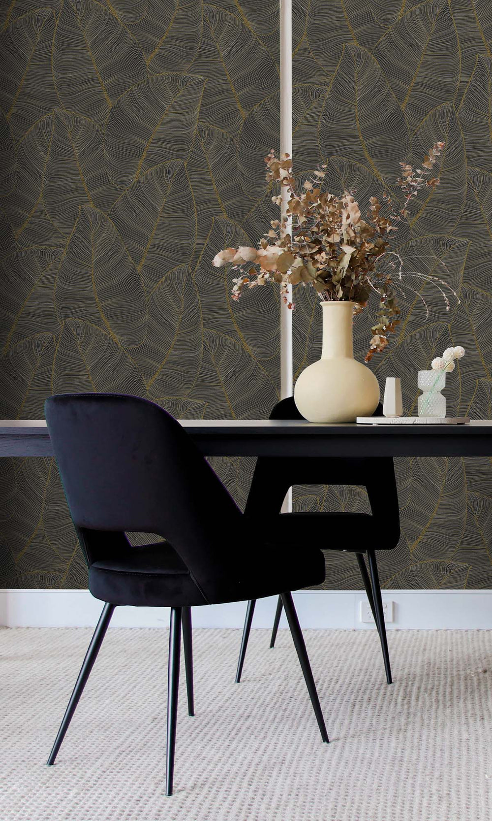 Shisha Coal Allover Tropical Leaves Peel & Stick Wallpaper RPS10515