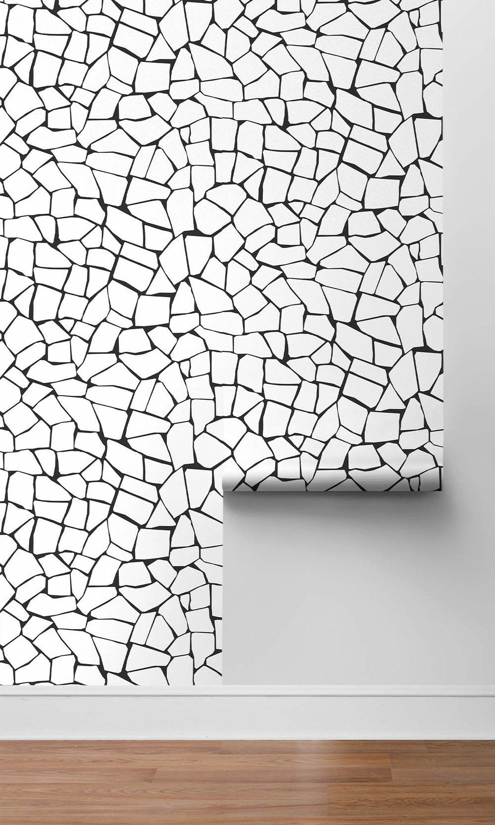 Pale Grey - Black Truffle Mosaic Stone Peel & Stick Wallpaper RPS10516
