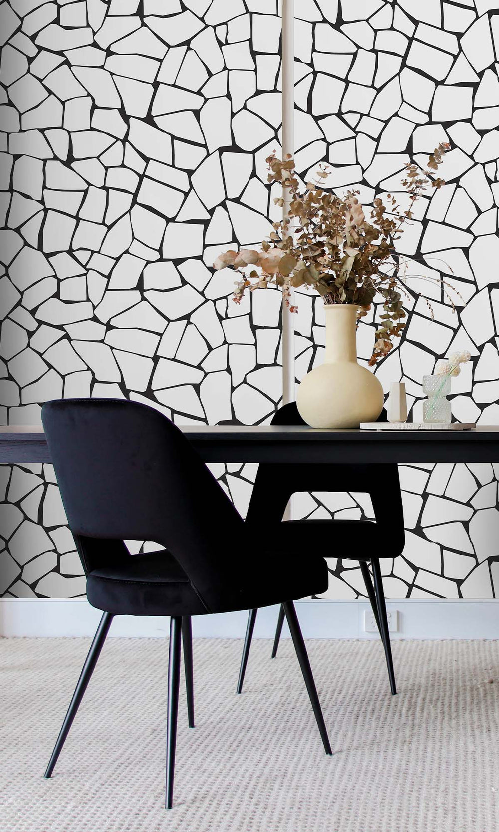 Pale Grey - Black Truffle Mosaic Stone Peel & Stick Wallpaper RPS10516