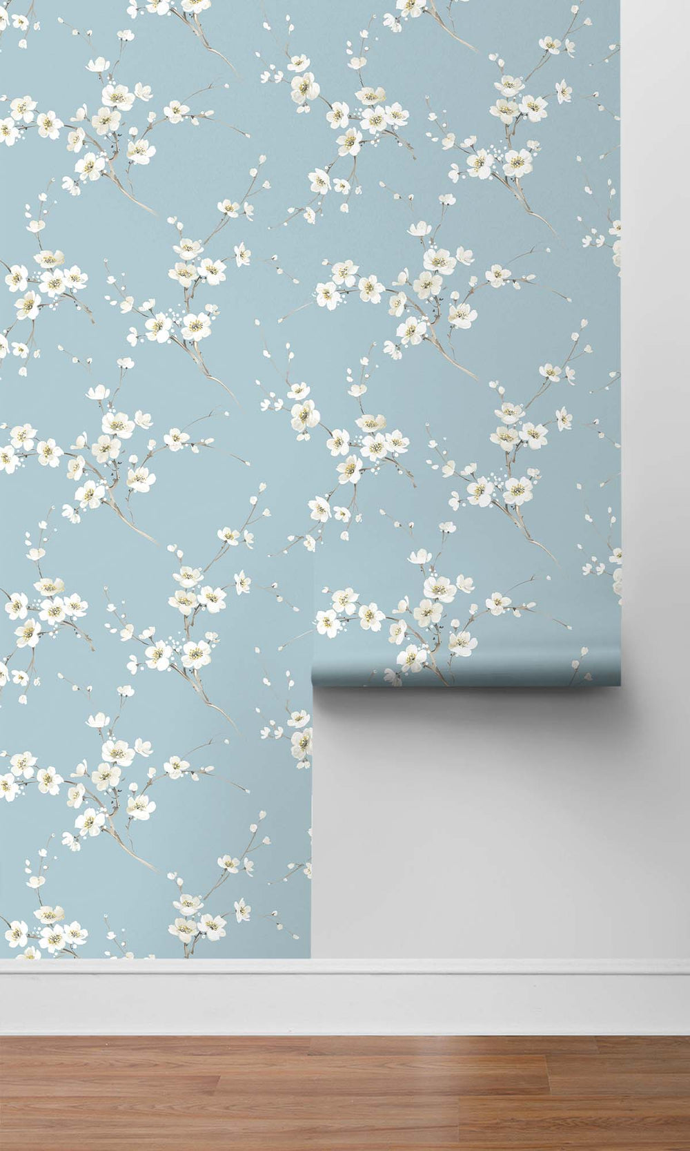 Starlight Blue Sakura Blossoms Peel & Stick Wallpaper RPS10518