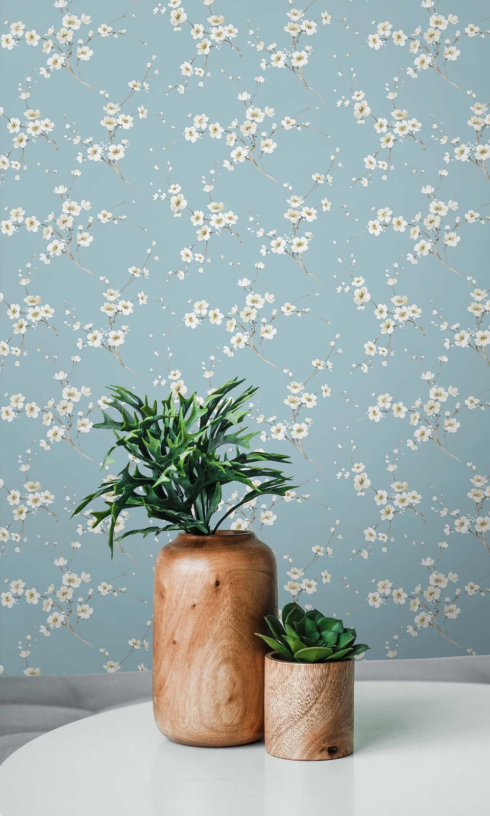 Starlight Blue Sakura Blossoms Peel & Stick Wallpaper RPS10518